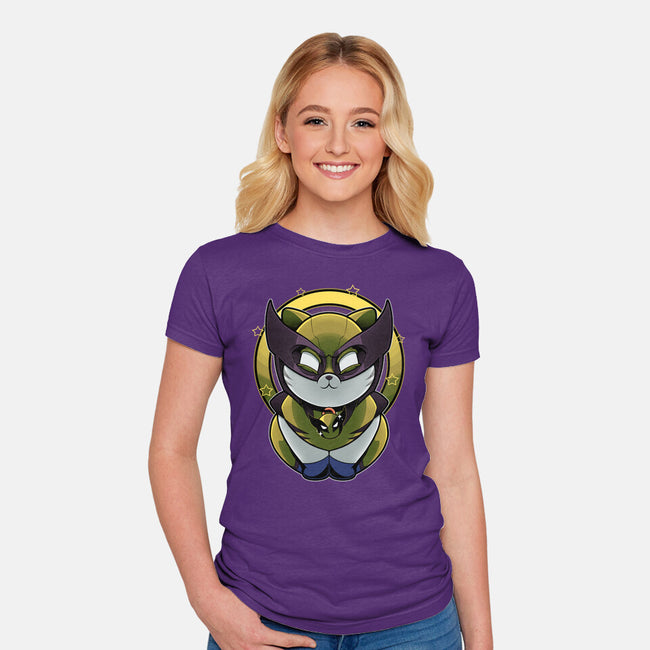 Yellow Cat Mutant-Womens-Fitted-Tee-Astrobot Invention