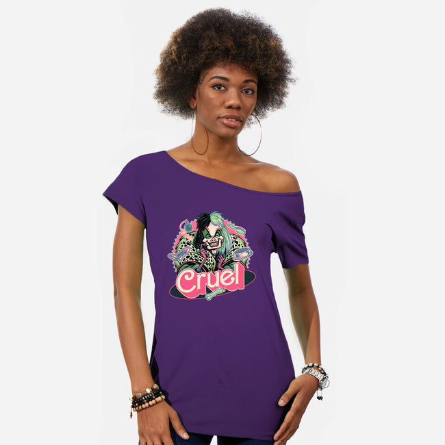 The Cruel Lady-Womens-Off Shoulder-Tee-glitchygorilla