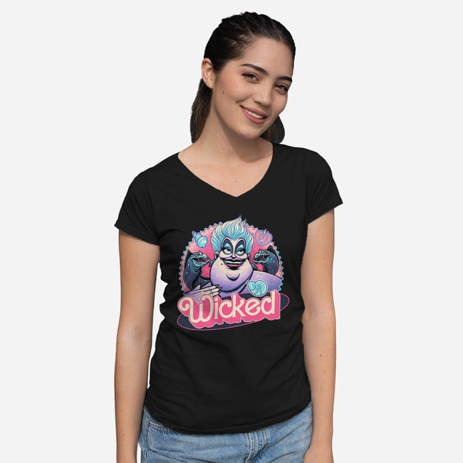 The Wicked Sea-Womens-V-Neck-Tee-glitchygorilla