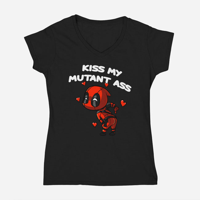 Kiss My Mutant Ass-Womens-V-Neck-Tee-fanfabio