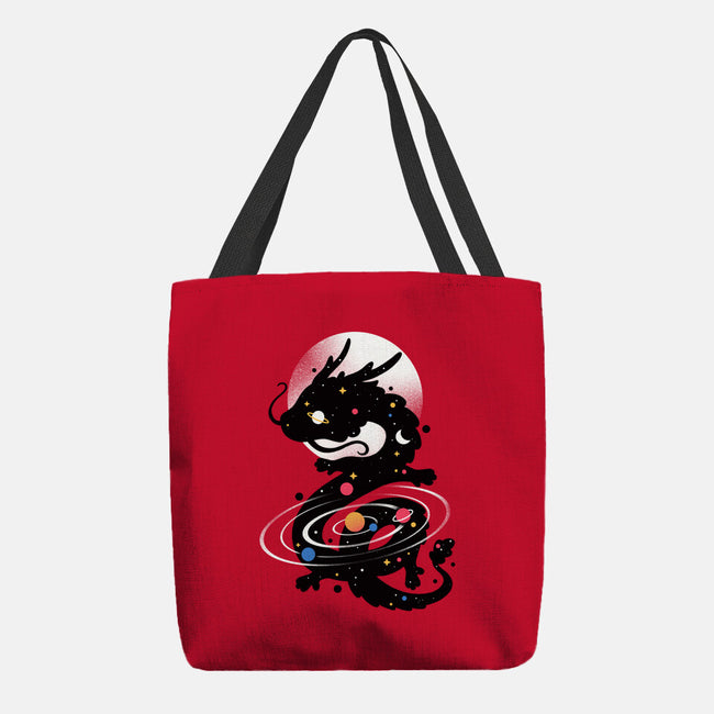 Space Chinese Black Dragon-None-Basic Tote-Bag-NemiMakeit