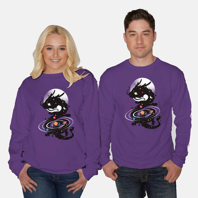 Space Chinese Black Dragon-Unisex-Crew Neck-Sweatshirt-NemiMakeit