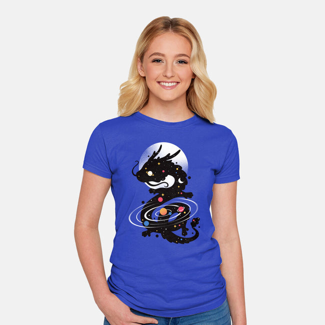 Space Chinese Black Dragon-Womens-Fitted-Tee-NemiMakeit