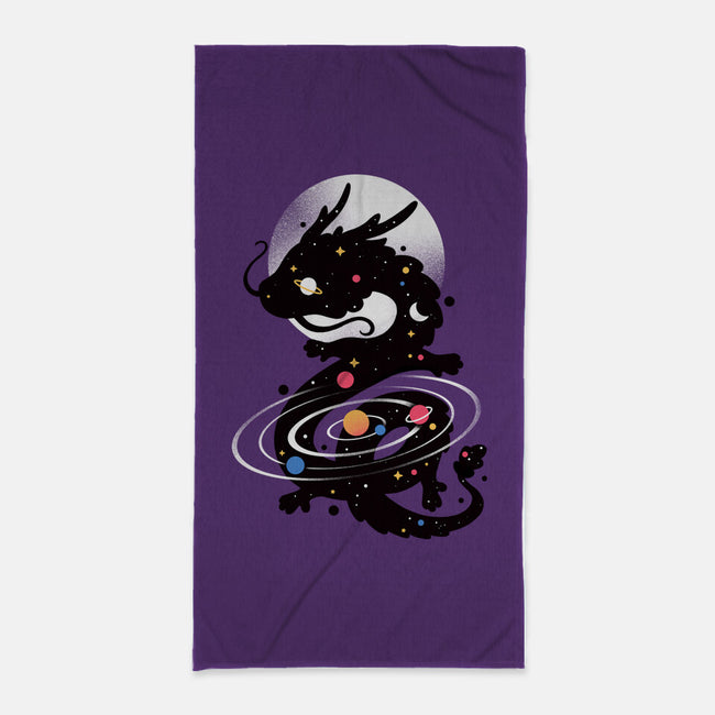 Space Chinese Black Dragon-None-Beach-Towel-NemiMakeit