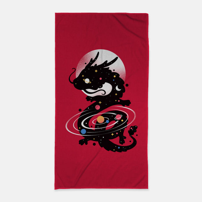 Space Chinese Black Dragon-None-Beach-Towel-NemiMakeit