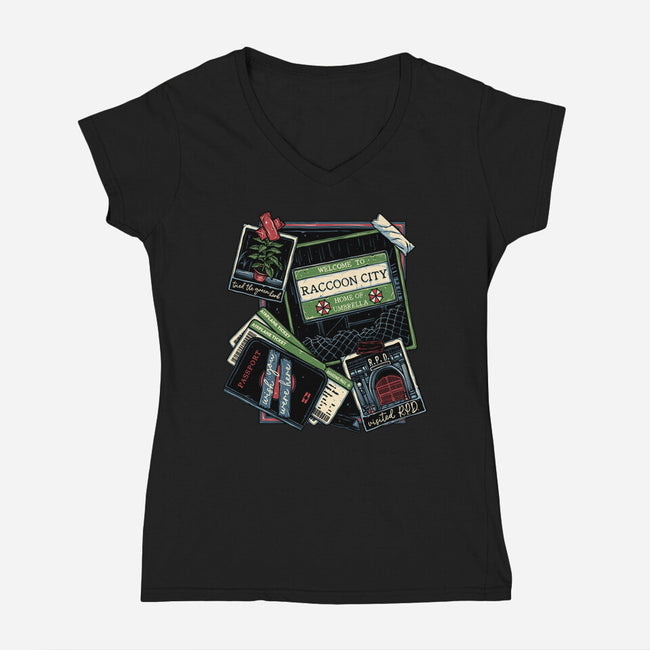 Don't Mind The Zombies-Womens-V-Neck-Tee-glitchygorilla