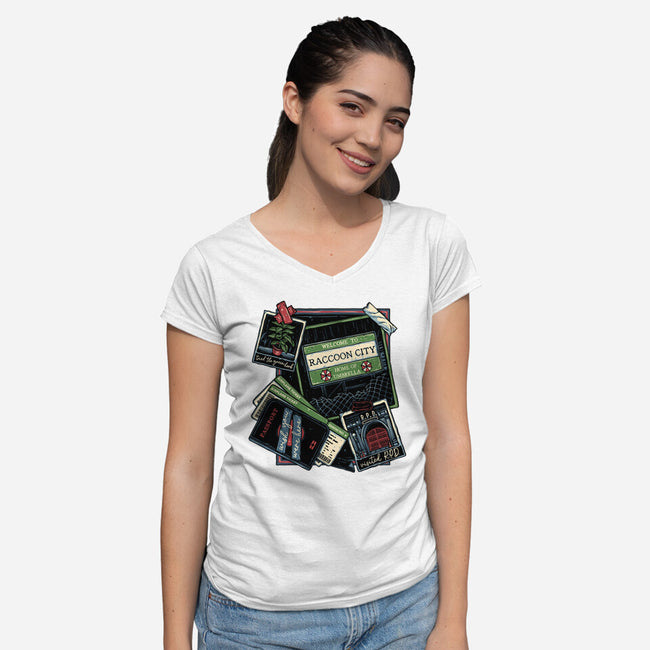 Don't Mind The Zombies-Womens-V-Neck-Tee-glitchygorilla