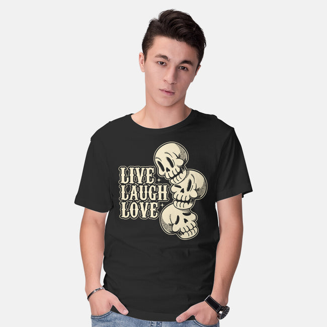 Live Laugh Love Skeleton-Mens-Basic-Tee-tobefonseca