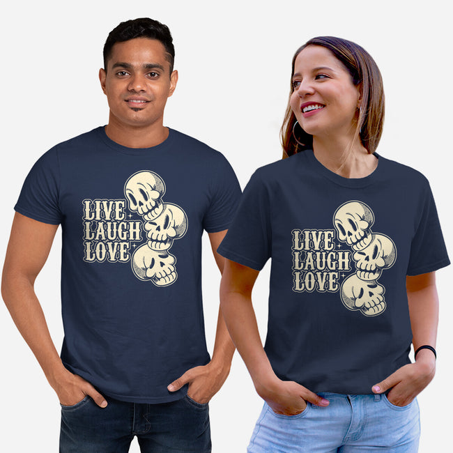 Live Laugh Love Skeleton-Unisex-Basic-Tee-tobefonseca