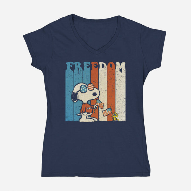 American Beagle-Womens-V-Neck-Tee-kg07