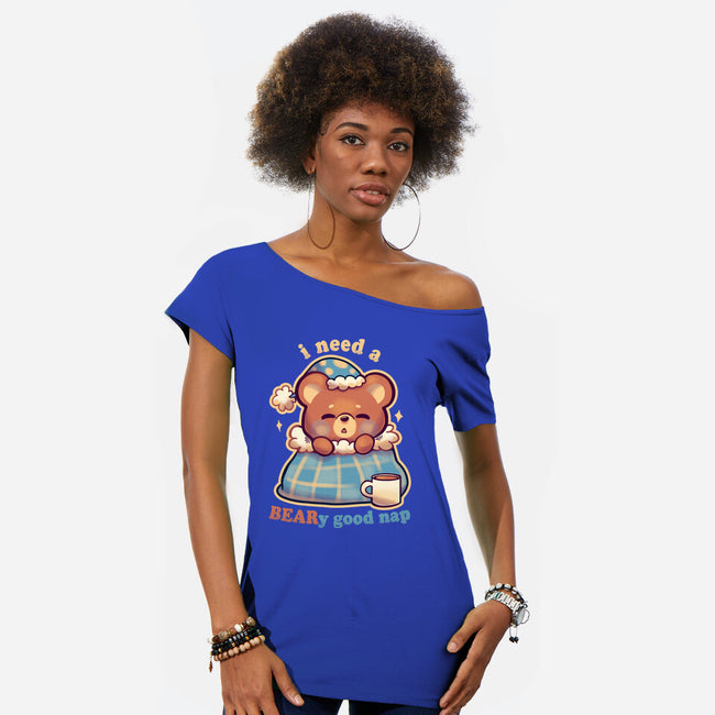 Beary Good Nap-Womens-Off Shoulder-Tee-TechraNova