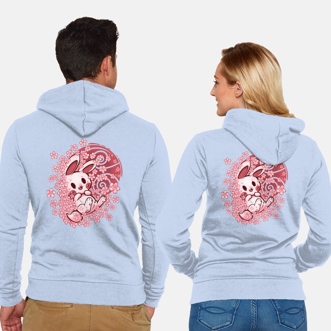 Spring Blossom Bunny-Unisex-Zip-Up-Sweatshirt-TechraNova