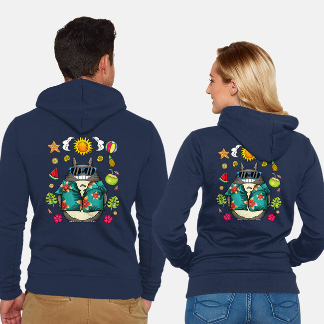 Tropical Totoro-Unisex-Zip-Up-Sweatshirt-JamesQJO