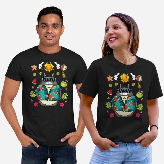 Tropical Totoro-Unisex-Basic-Tee-JamesQJO