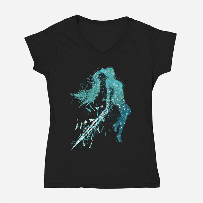 Project Eve Stellar Blade-Womens-V-Neck-Tee-rocketman_art