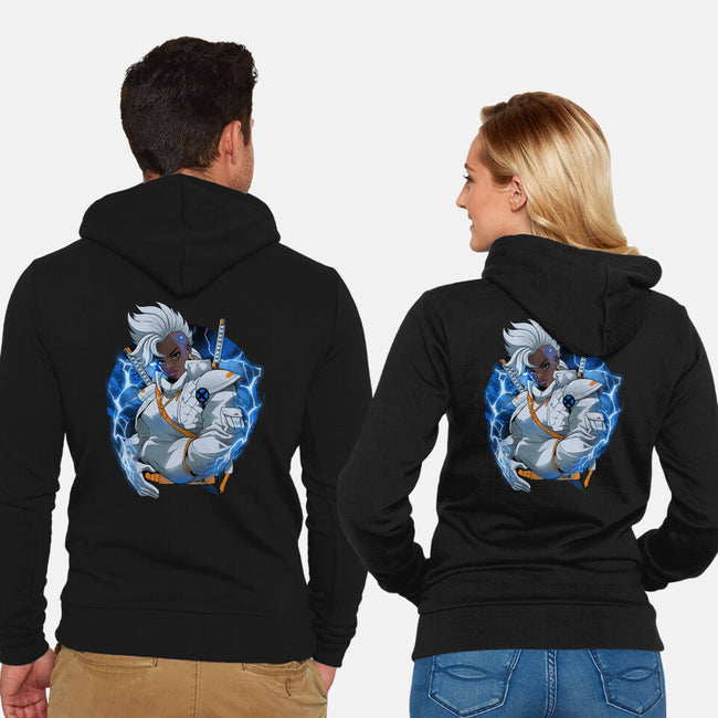 Thunderstorm Samurai-Unisex-Zip-Up-Sweatshirt-Bruno Mota