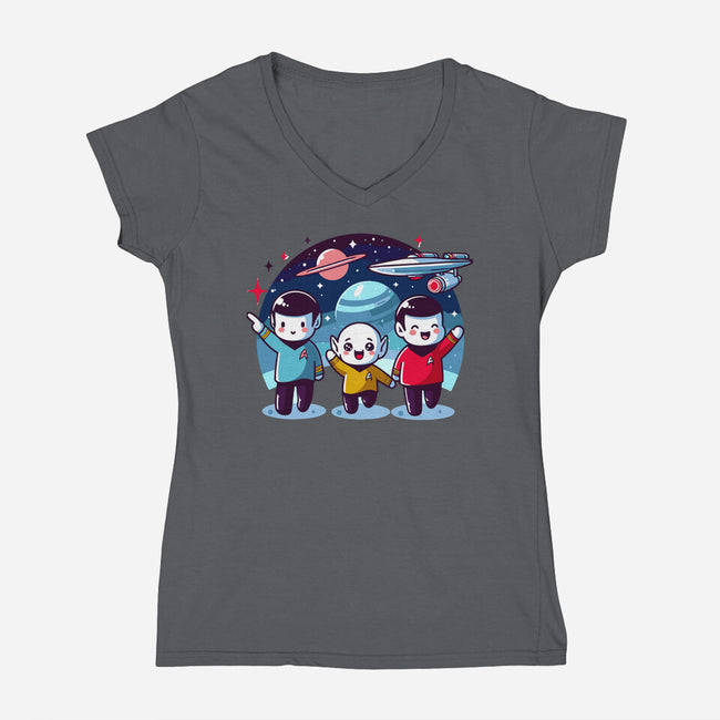 Star Trek Kawaii-Womens-V-Neck-Tee-Fabricio cabral