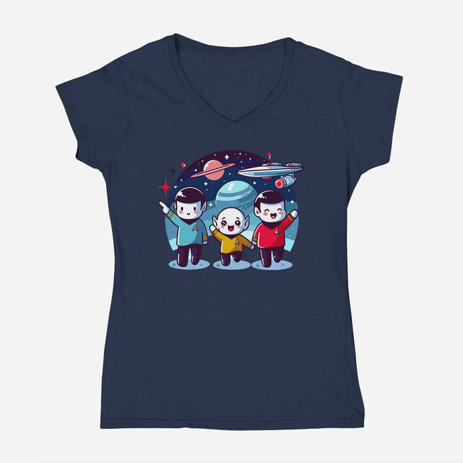 Star Trek Kawaii-Womens-V-Neck-Tee-Fabricio cabral