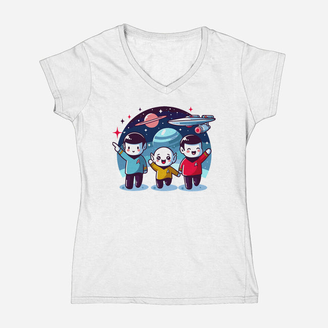 Star Trek Kawaii-Womens-V-Neck-Tee-Fabricio cabral