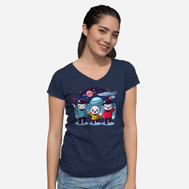 Star Trek Kawaii-Womens-V-Neck-Tee-Fabricio cabral