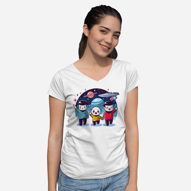 Star Trek Kawaii-Womens-V-Neck-Tee-Fabricio cabral