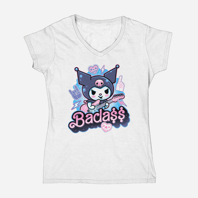 The Baddest Ever-Womens-V-Neck-Tee-glitchygorilla