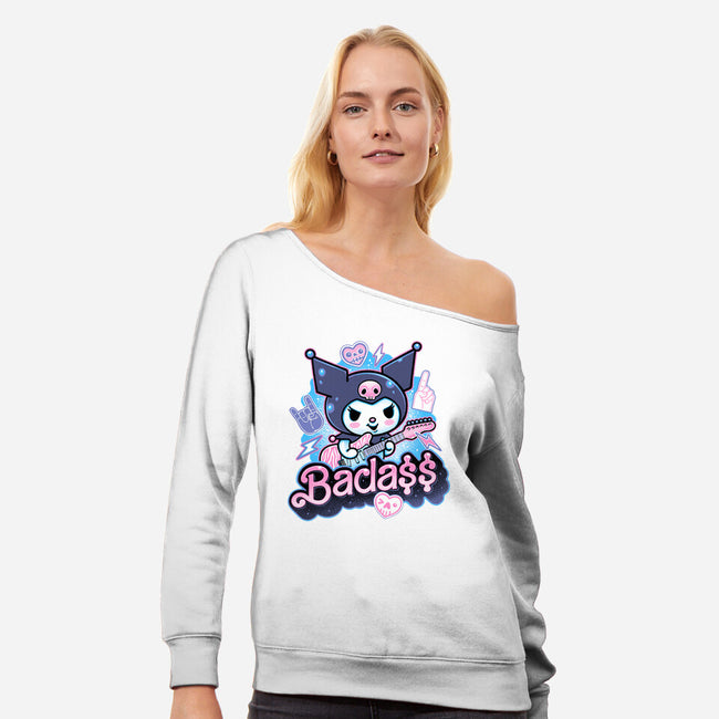 The Baddest Ever-Womens-Off Shoulder-Sweatshirt-glitchygorilla