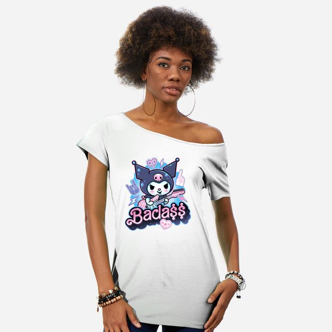 The Baddest Ever-Womens-Off Shoulder-Tee-glitchygorilla