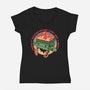 Flaming Dumpster-Womens-V-Neck-Tee-glitchygorilla