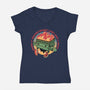 Flaming Dumpster-Womens-V-Neck-Tee-glitchygorilla