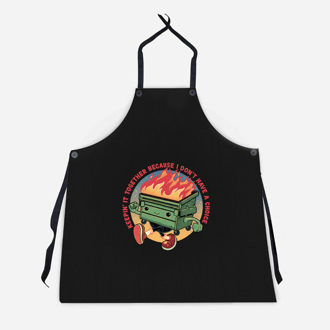 Flaming Dumpster-Unisex-Kitchen-Apron-glitchygorilla