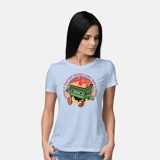 Flaming Dumpster-Womens-Basic-Tee-glitchygorilla