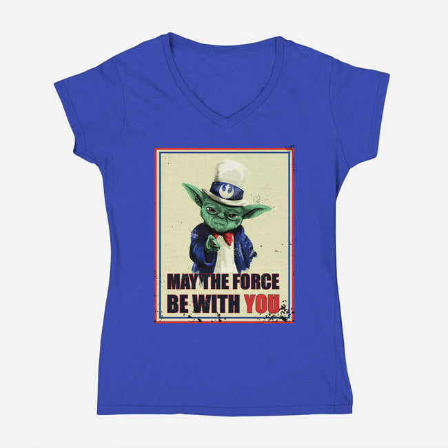 May The Force Be With You-Womens-V-Neck-Tee-fanfabio