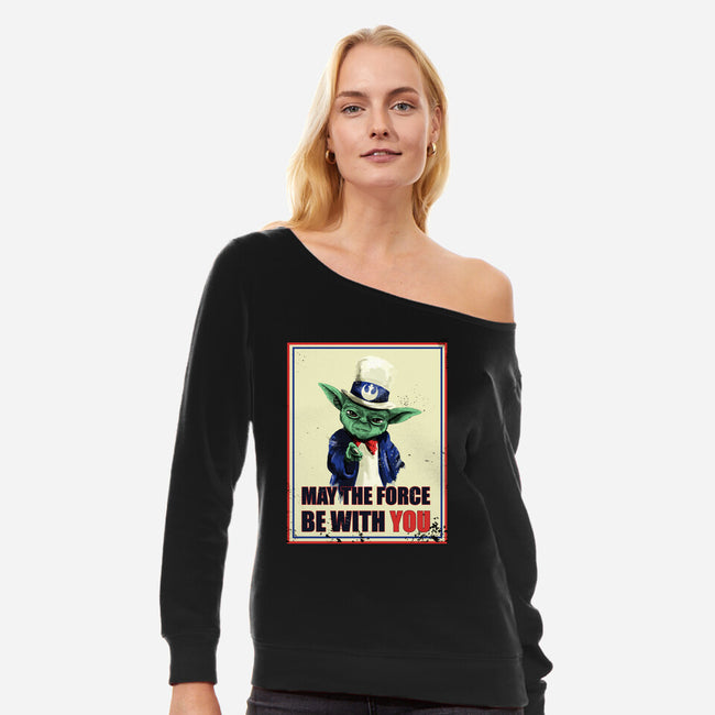 May The Force Be With You-Womens-Off Shoulder-Sweatshirt-fanfabio