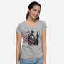 Merc Portrait Sumi-e-Womens-V-Neck-Tee-DrMonekers