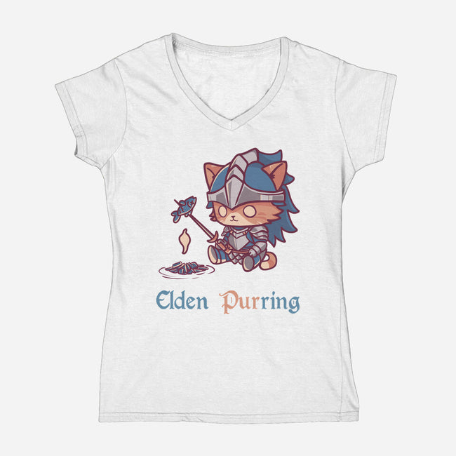 Elden Purring-Womens-V-Neck-Tee-Dokimons