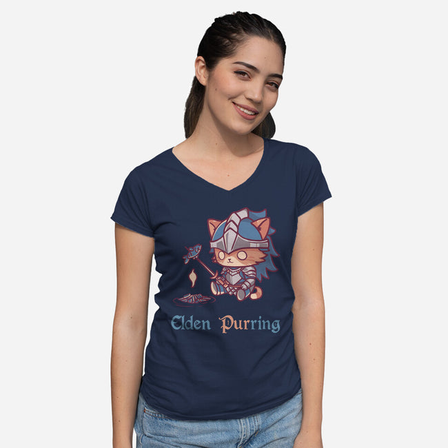 Elden Purring-Womens-V-Neck-Tee-Dokimons