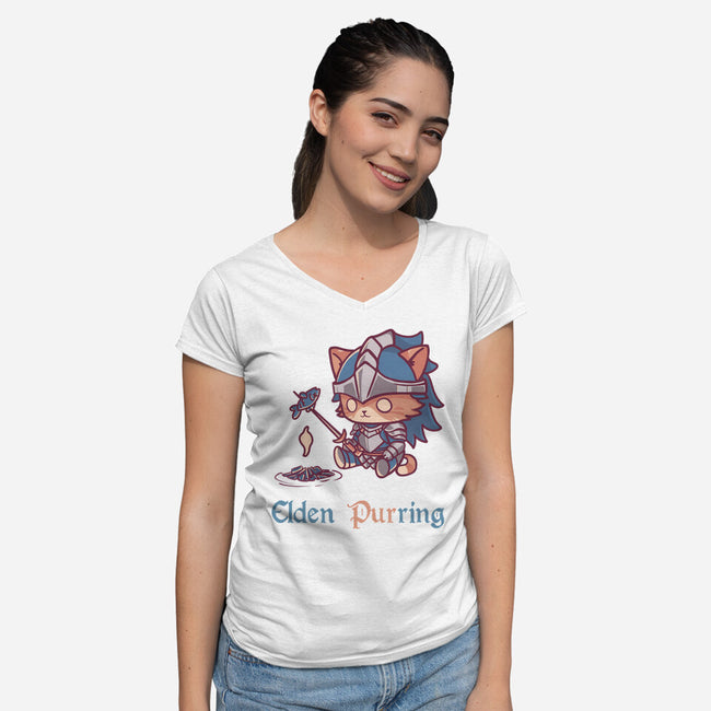 Elden Purring-Womens-V-Neck-Tee-Dokimons