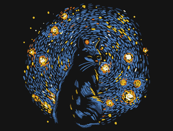 Starry Night Black Cat