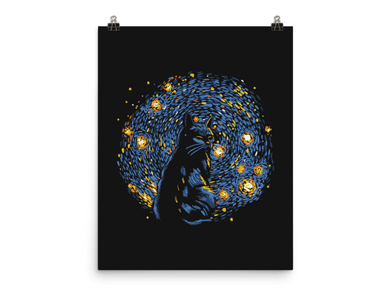 Starry Night Black Cat