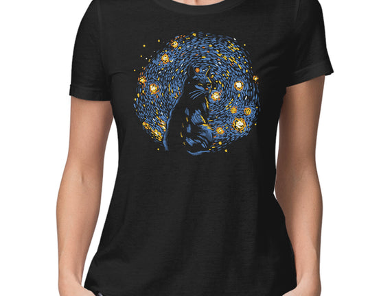 Starry Night Black Cat