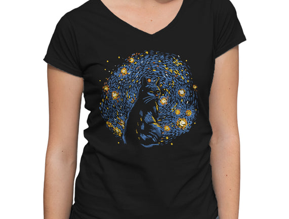 Starry Night Black Cat