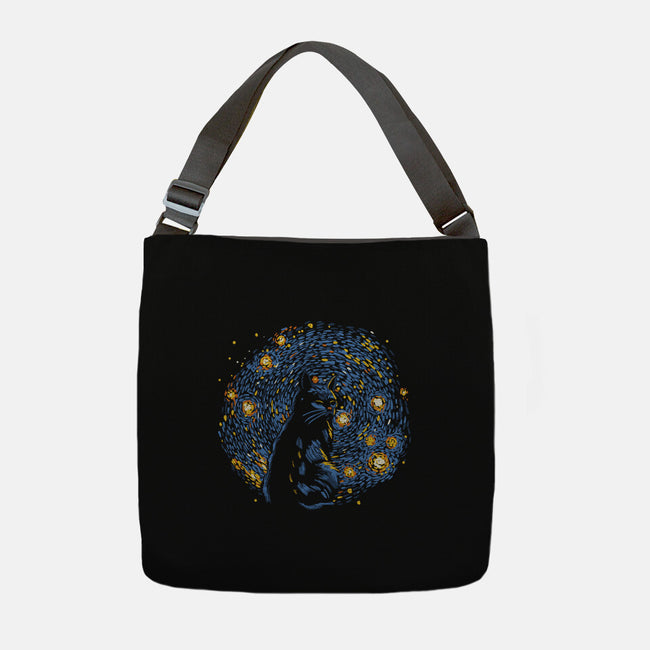 Starry Night Black Cat-None-Adjustable Tote-Bag-tobefonseca