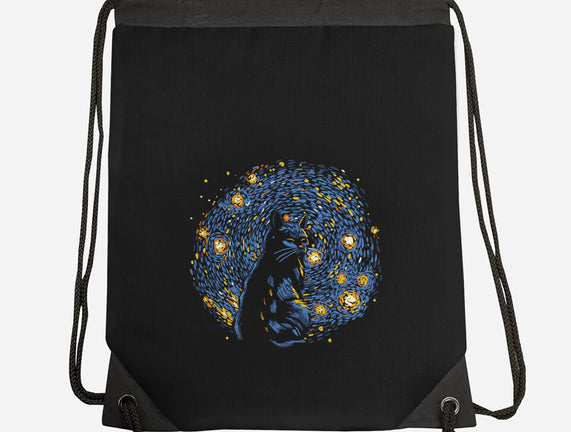 Starry Night Black Cat