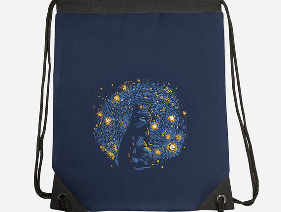 Starry Night Black Cat