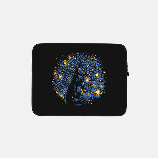 Starry Night Black Cat-None-Zippered-Laptop Sleeve-tobefonseca