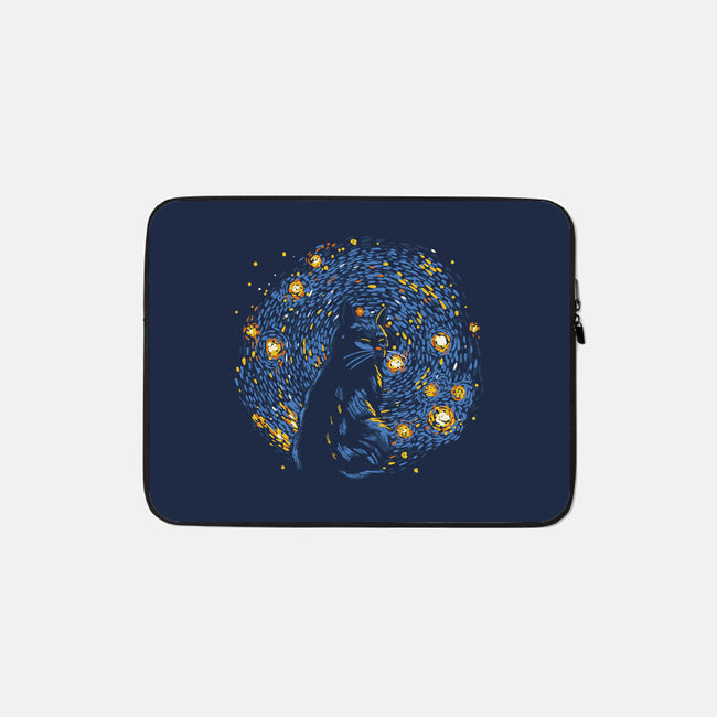 Starry Night Black Cat-None-Zippered-Laptop Sleeve-tobefonseca