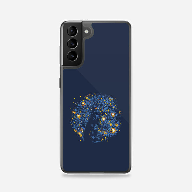 Starry Night Black Cat-Samsung-Snap-Phone Case-tobefonseca