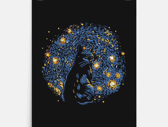 Starry Night Black Cat