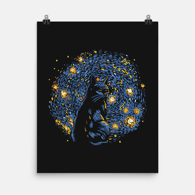 Starry Night Black Cat-None-Matte-Poster-tobefonseca